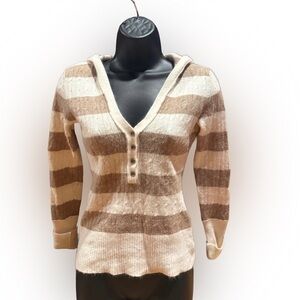 Kaisely Striped Brown and White Women's Sweater
